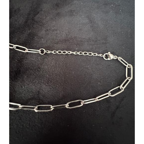 18" Silver Paperclip Chain Necklace – Classic Paper Clip Link Chain N128 - Picture 4 of 5